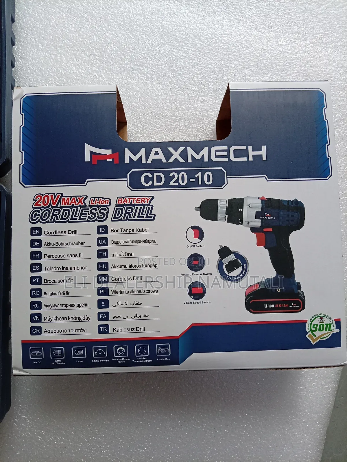 Maxmech 20v Cordless Drill With 2 Batteries Charger/Cd 20-10