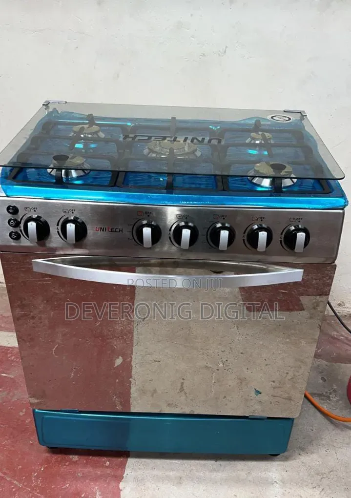 60*90 Unitech 5 Burner Freestanding Full Gas Cooker