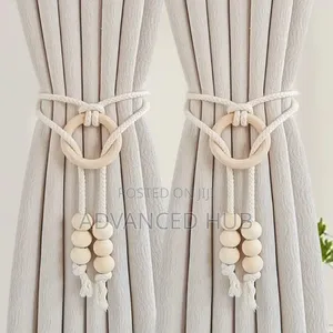 Curtain Tieback With Wooden Buckle and Beads