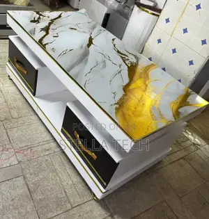 Executive White Coffee Table With Marble Topping