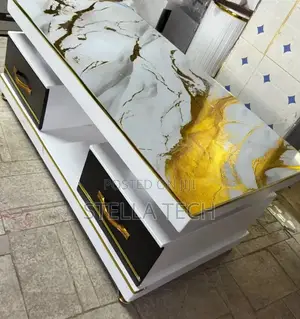 Executive White Coffee Table With Marble Topping