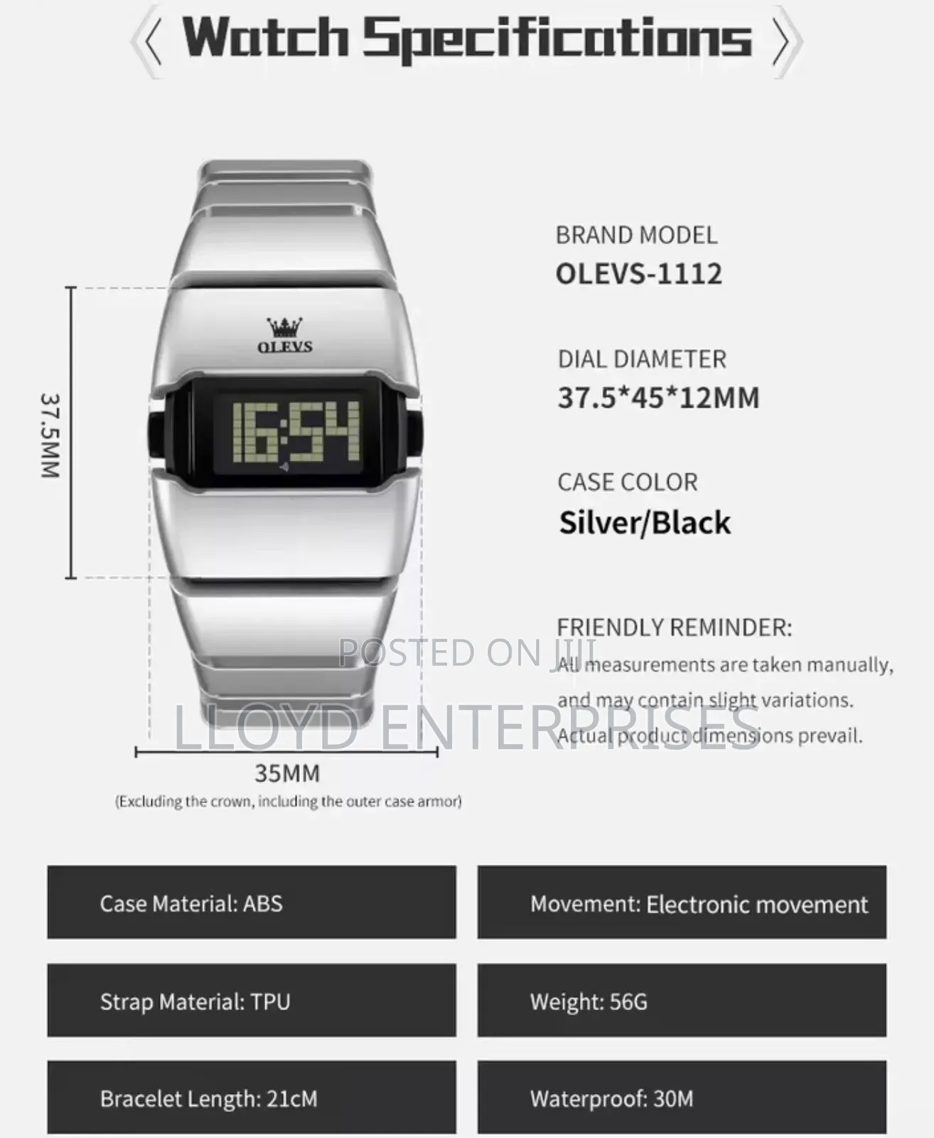 Olevs Digital Watch 1112