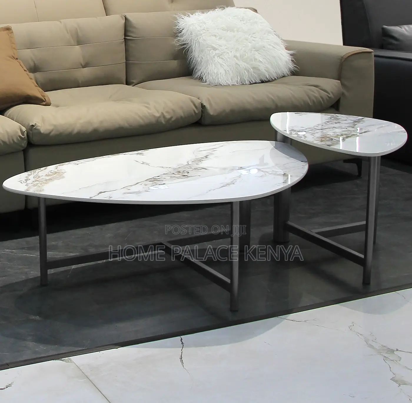 Coffee Table: Special Shape Nesting Table With Executive Marble Top