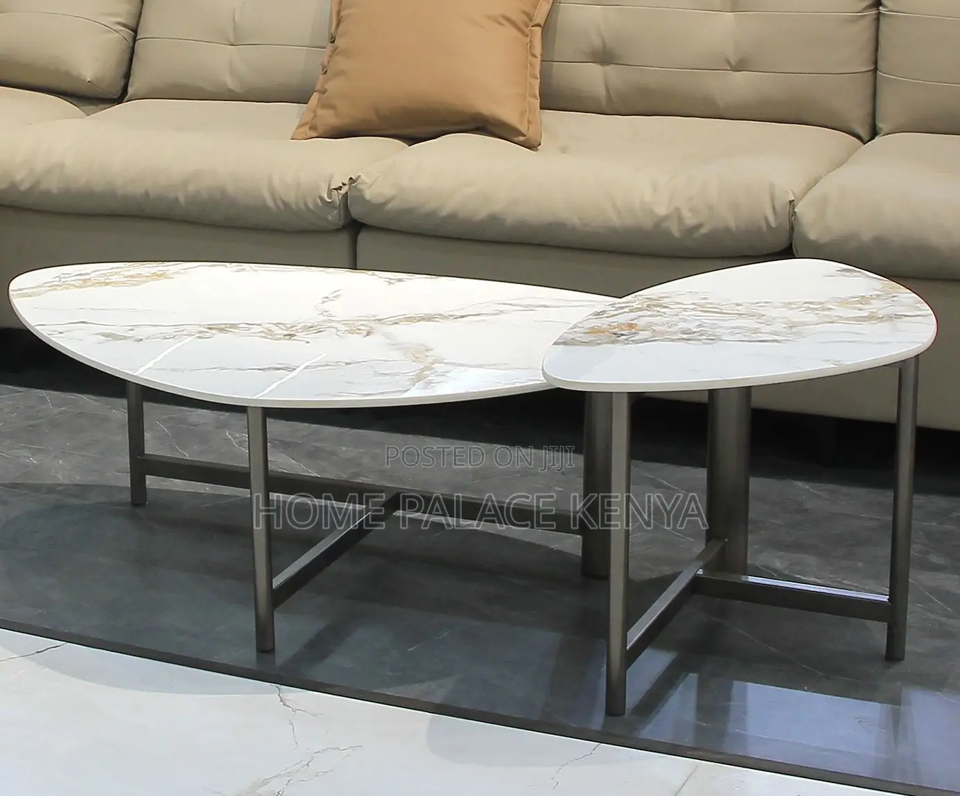 Coffee Table: Special Shape Nesting Table With Executive Marble Top
