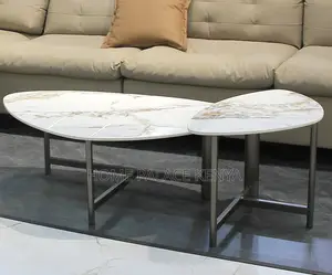Coffee Table: Special Shape Nesting Table With Executive Marble Top