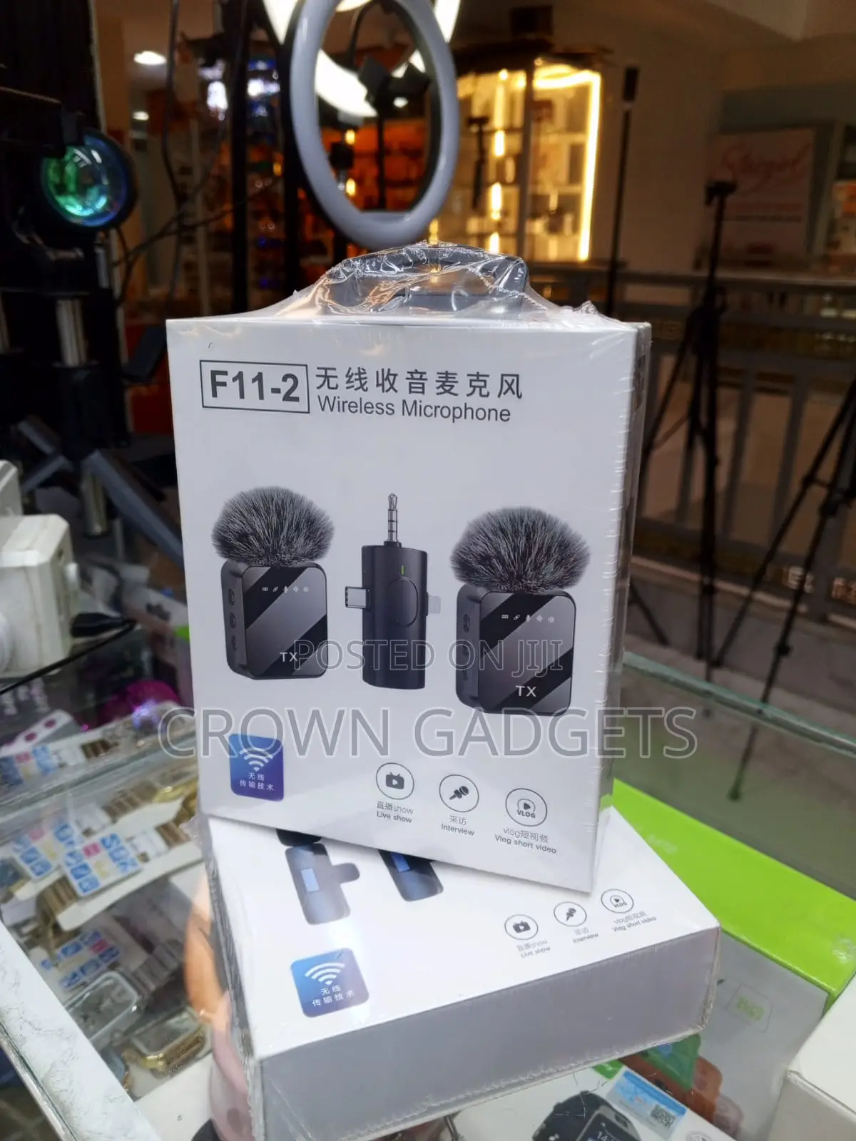 F11-2 3 in 1 Wireless Microphone for iPhone Android Camera