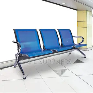 3-Seater Metallic Blue Waiting Bench