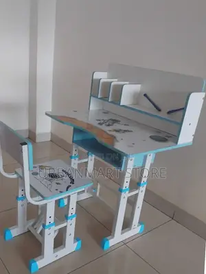 Kids Study Table With Storage – Blue Pink
