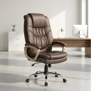 Office Chair; Brown Executive Leather Office Seat