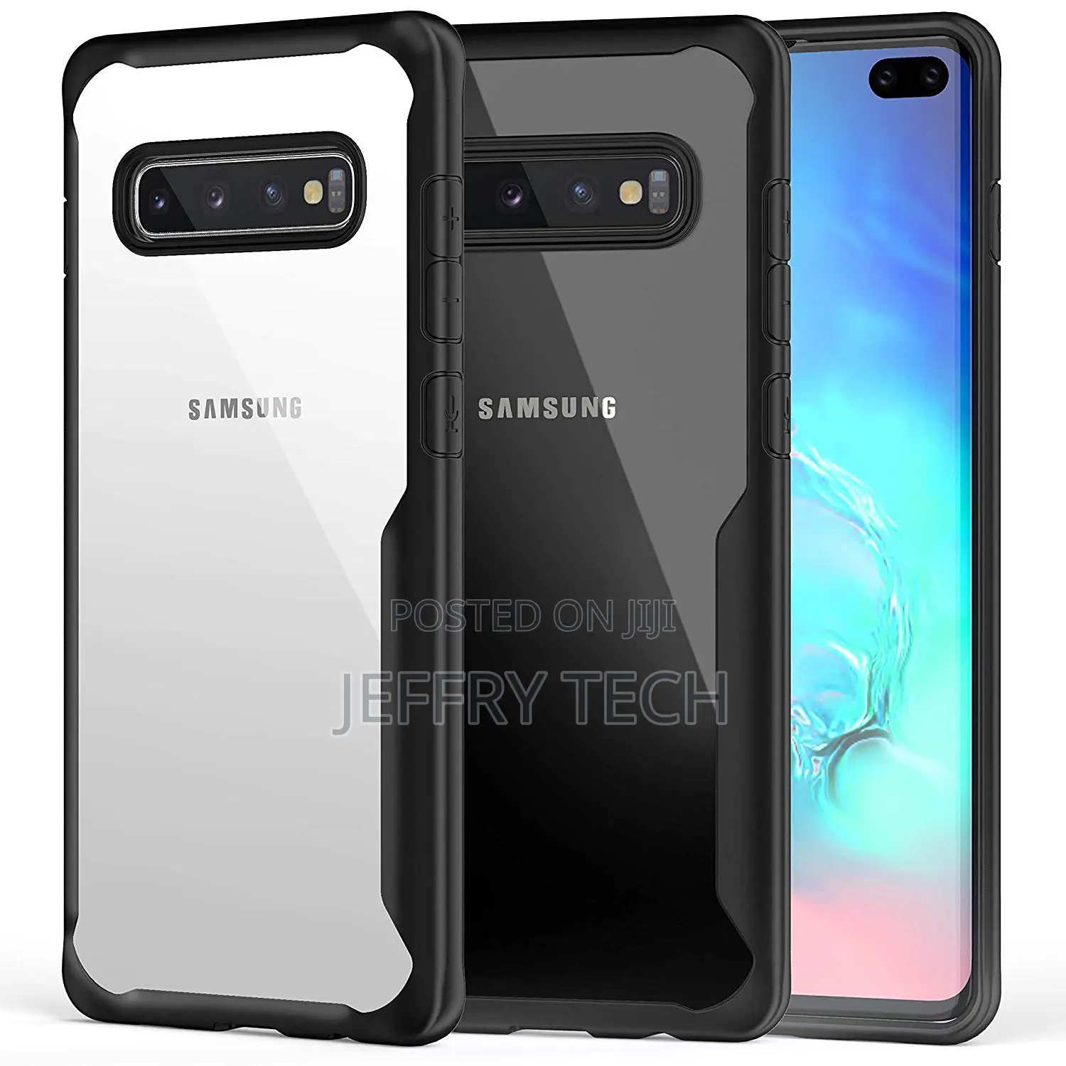 Shock Resistant Back Cover Case for Samsung Galaxy S10 Plus (B Black)