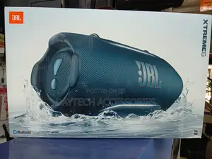 This Is a Blue JBL Xtreme 5 Portable Waterproof Bluetooth Speaker.