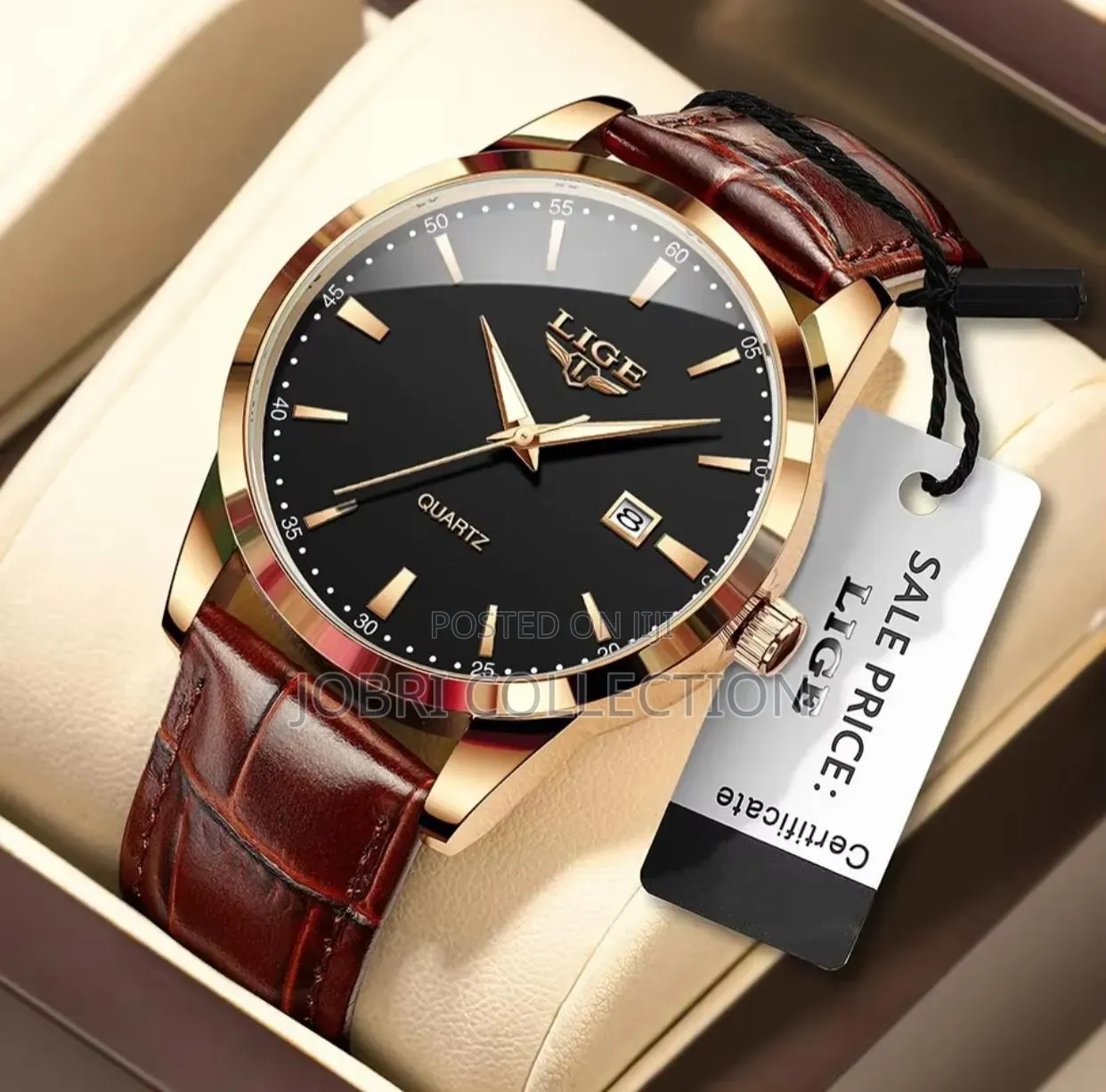 Lige Leather Straps Gents Watch