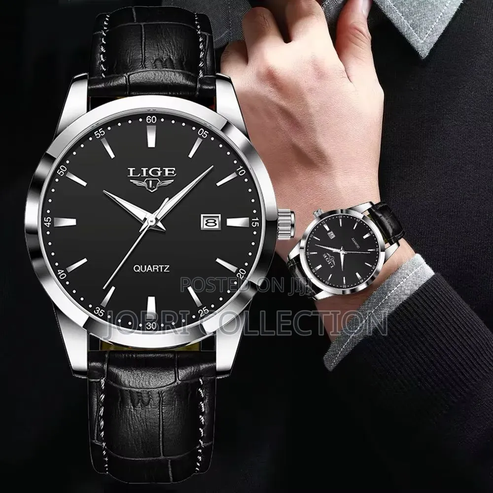 Lige Leather Straps Gents Watch