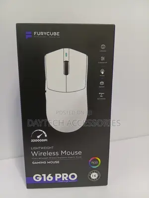 This Is a Furycube G16 Pro Lightweight Wireless Gaming Mouse in White.