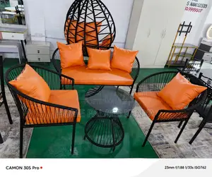 Outdoor Set: Wicker Woven Leather Set With Swing and Bench