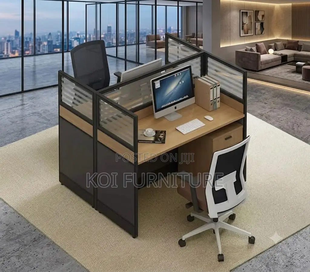 Office Workstation; Two Users Square MDF Office Work Desk
