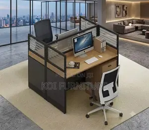 Office Workstation; Two Users Square MDF Office Work Desk
