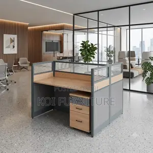 Office Workstation; Two Users Square MDF Office Work Desk