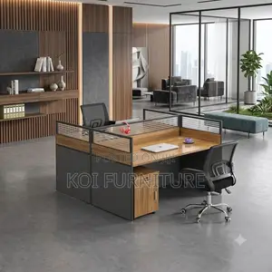 Office Workstation; Two Users Square MDF Office Work Desk