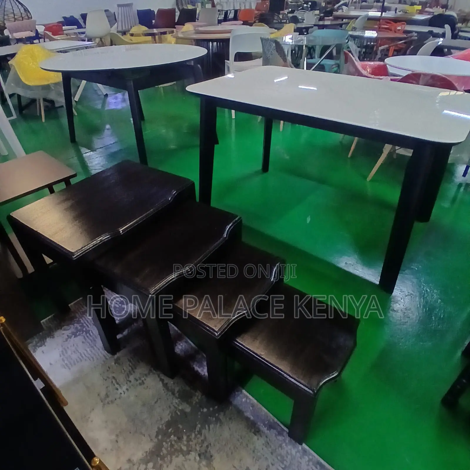 Nesting Tables: Dark Mahogany Different Size Coffee Stools