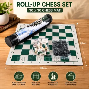 30x30cm Roll-Up Chess Set With Chess Pieces , Game for Kids Adults