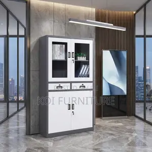 Office Cabinet; Two Doors Grey Office Cabinet With Locks