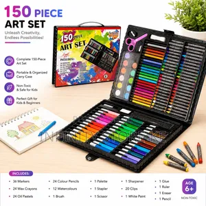 150 Piece Deluxe Art Set – Complete Drawing, Coloring Painting Kit