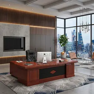 Office Desk; 2 Meters Executive Mahogany Platnum Desk
