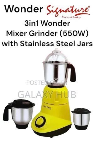 Signature 3 in 1 Wonder Mixer Grinder 550w
With Stainless Steel 3 Jars