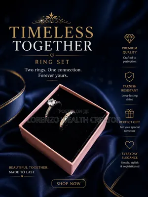 Elegant Couple Ring Set – Silver Color