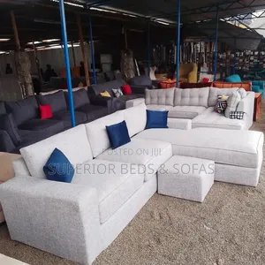 Light Grey L-Shaped Sofa 5seater With an Ottoman