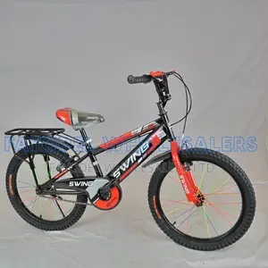 Swing 20" Kids Bicycle With Rear Carrier – Black Red