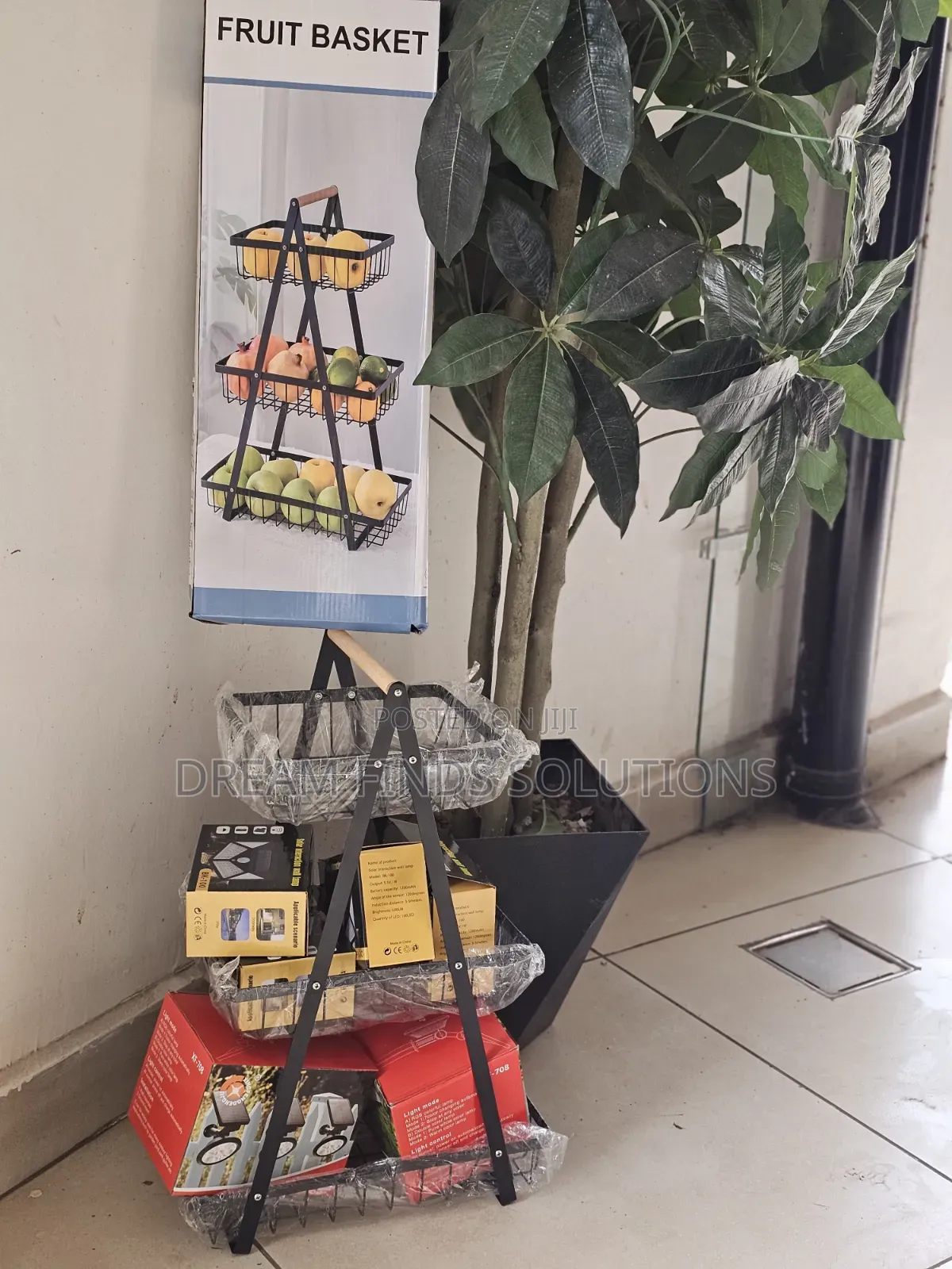 3 Tier Metallic Fruit Basket Available 