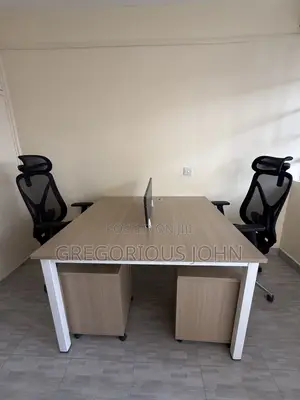 Modern 2-Person Workstation + 2 Ergonomic Chairs