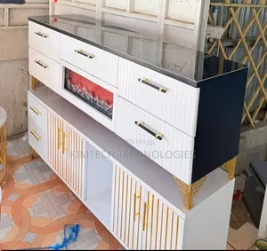 Modern Executive TV Stand With a Functional Fire Place