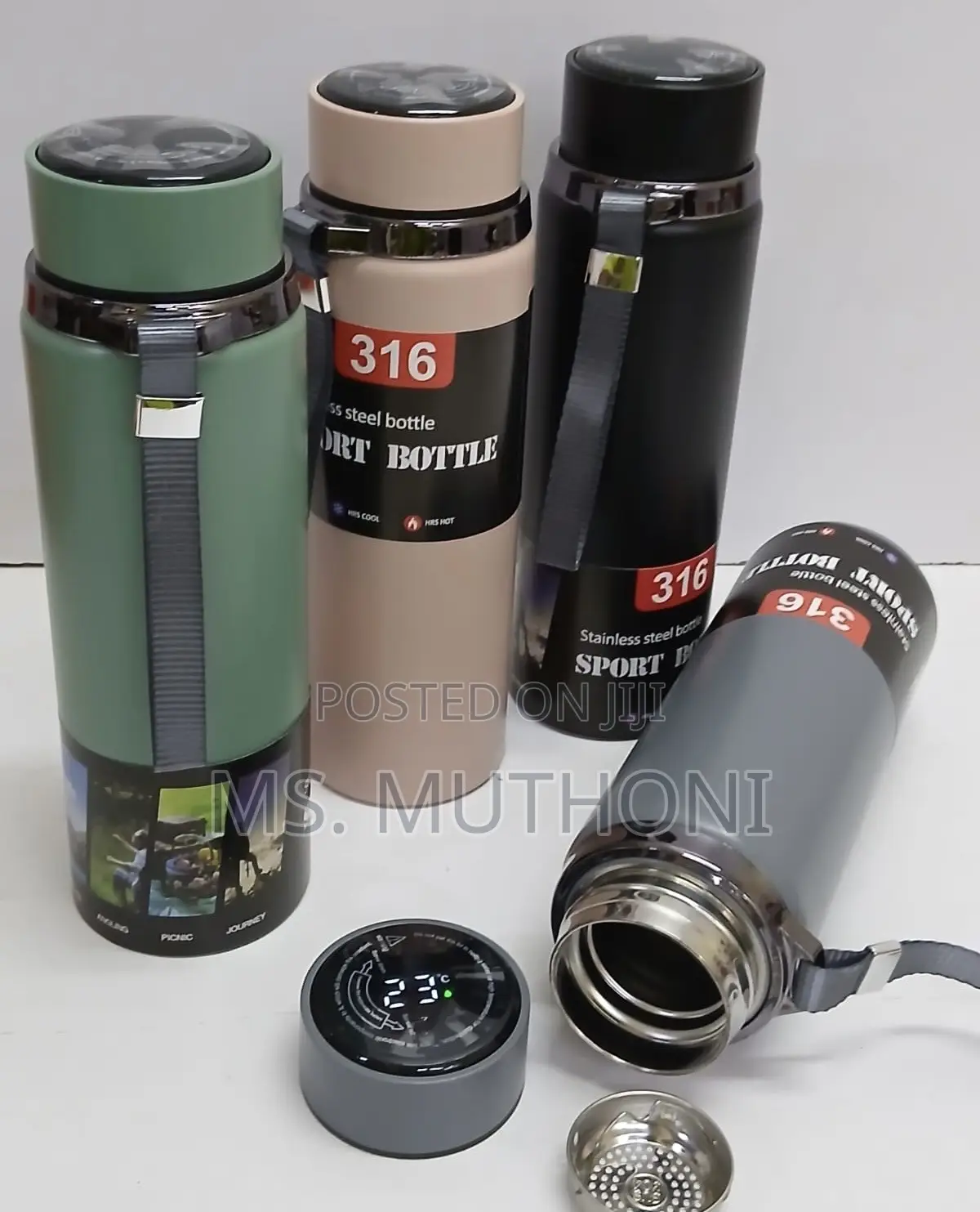 1 Pc 800 Ml 316 Stainless Steel Insulated Flask With Carrying Strap