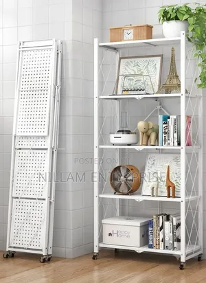 *5 Tier Foldable Movable Metallic Storage Rack*