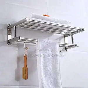 Bathroom Wall Mounted Towel Rack Accessory With Hooks*
