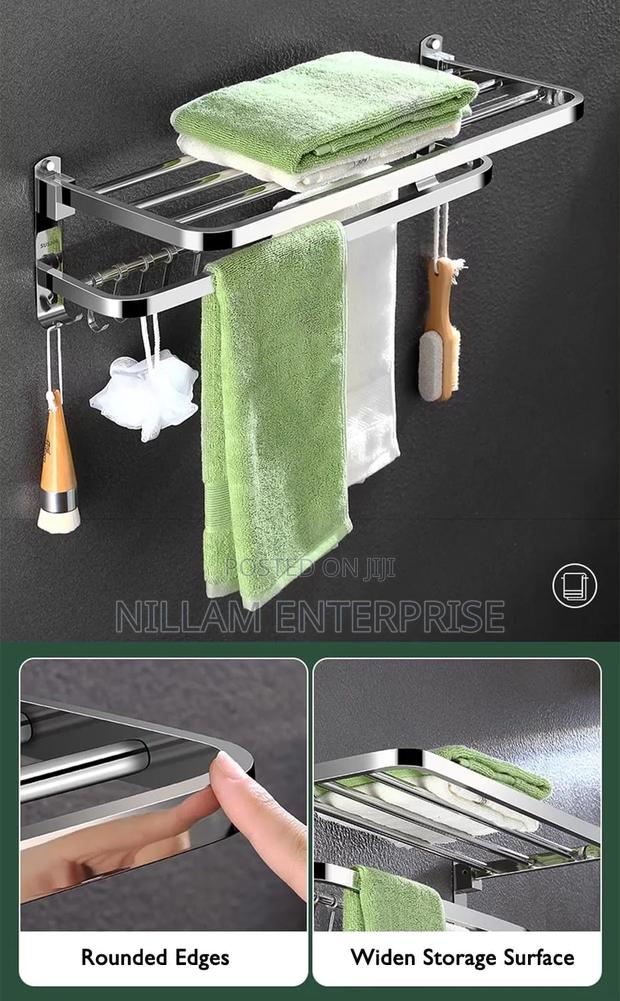 Premium Heavy Duty Bathroom Wall Mounted Towel Rack - thumbnail 3