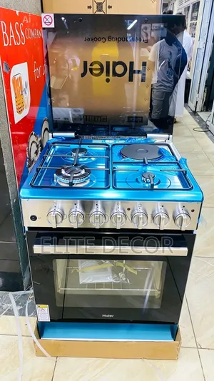 Haier 60×60 Cooker – 3 Gas +1 Electric, Electric Oven With Gas Sensor