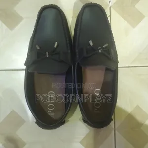 Polo Black Leather Loafer Shoes.