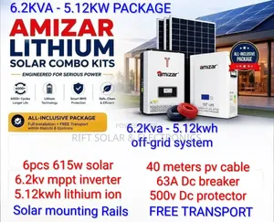 6.2kv - 5.12kw Lithium -(6)615w Solar Free Transport Installation