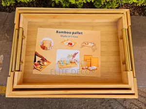 High Quality Heavy Bamboo Serving Tray With Luxury Gold Handles
