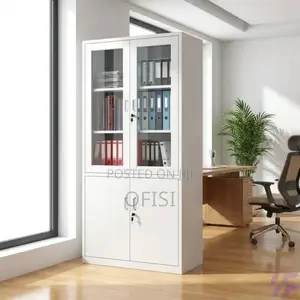Office Cabinet; 2-Door Half Glass Filing Office Cabinet