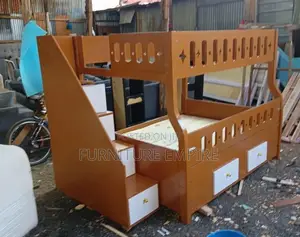 Double Decker Wooden Bunk Bed With Storage Drawers