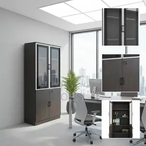 Office Cabinet; Half Glass Wooden Office Cabinet
