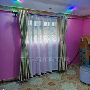 Light Green and Dark Green Soft Plain Window Curtains