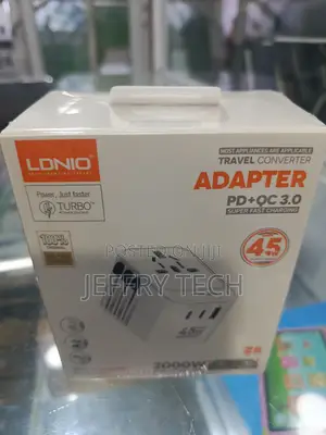 Ldnio Z8 45w Universal Gan Travel Adapter - 3 Usb Ports (2 Usb C, 1 Us
