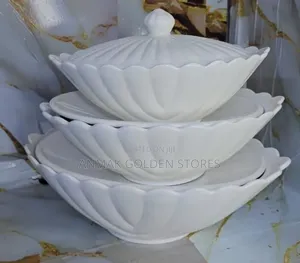 3pcs White Ceramic Serving Bowl