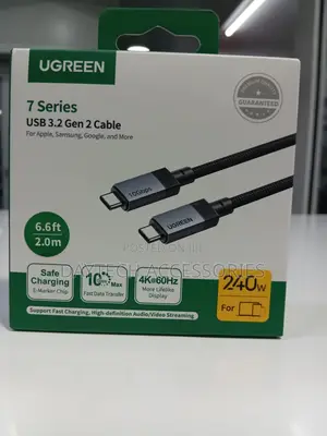 Ugreen 240w Usb C to Usb C 3.2 Gen2 Cable 10gbps at 60hz Video Output.